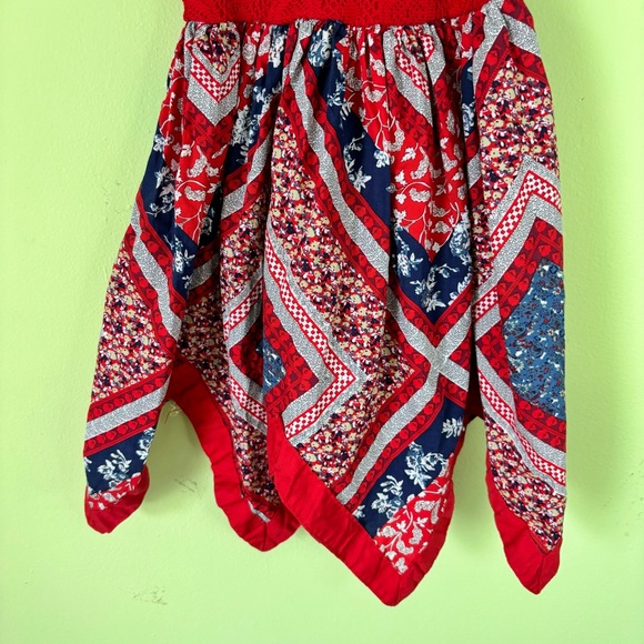 BLUBERI BOULEVARD RED WHITE AND BLUE BANDANA PRINT DRESS SIZE 12 MONTHS - Picture 4 of 5